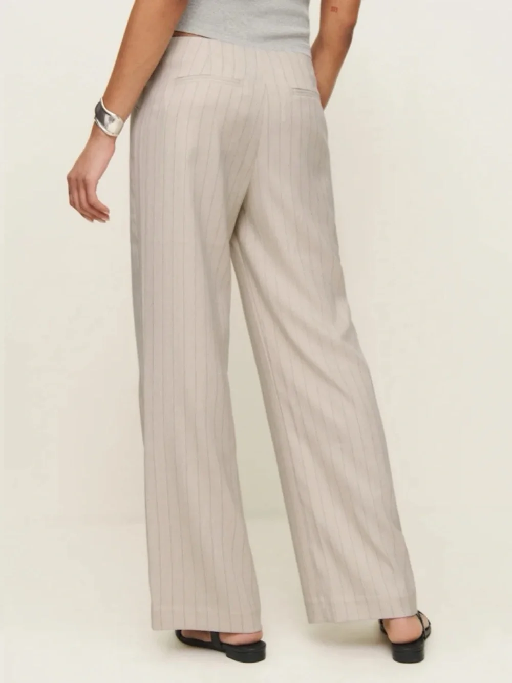 Reformation Vida Low Rise Pant Trouser Dune Stripe Size 10 - Picture 3 of 7